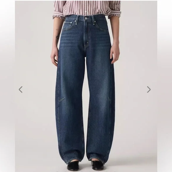 LEVIS Jeans Barrel Leg NWT Cinch Wide Leg High Waist New Shades Blue Size 24 - Picture 1 of 14